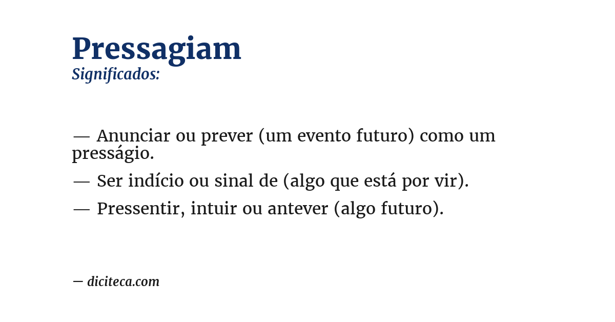 Significado de pressagiam
