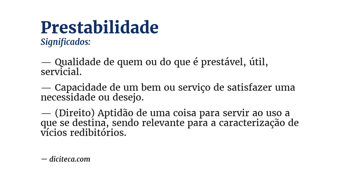 Significado de prestabilidade