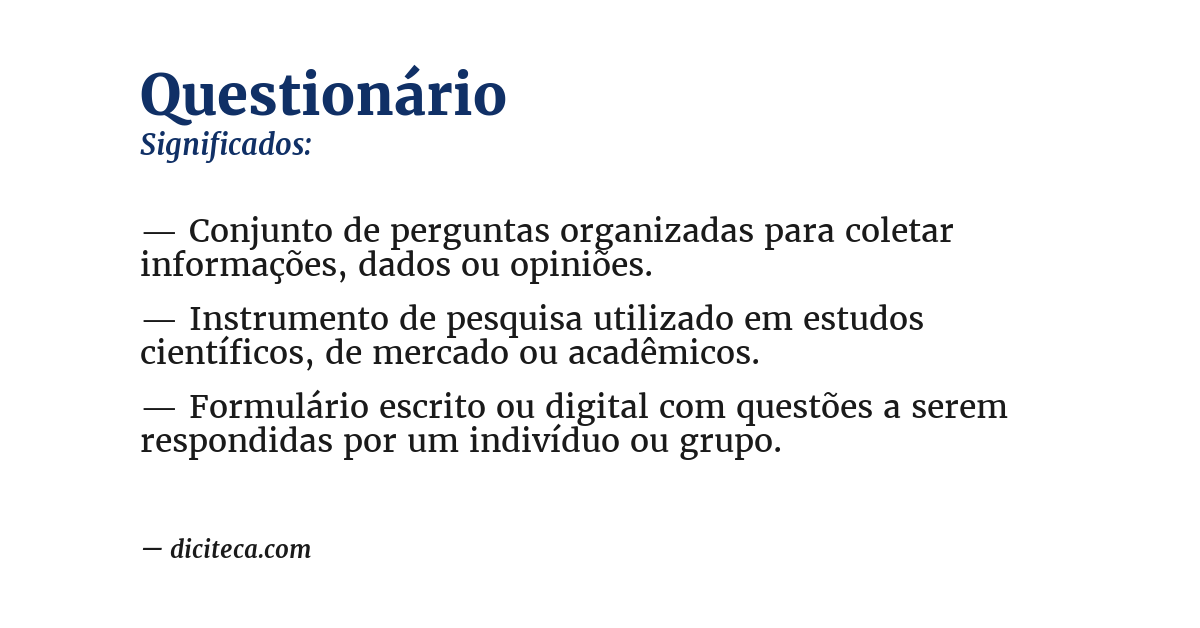 Significado de questionário