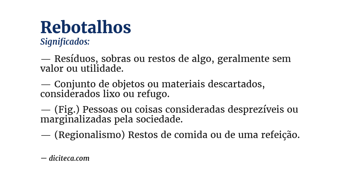Significado de rebotalhos