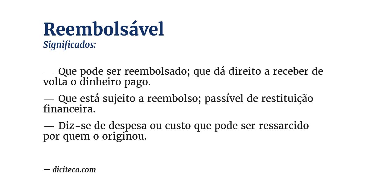 Significado de reembolsável