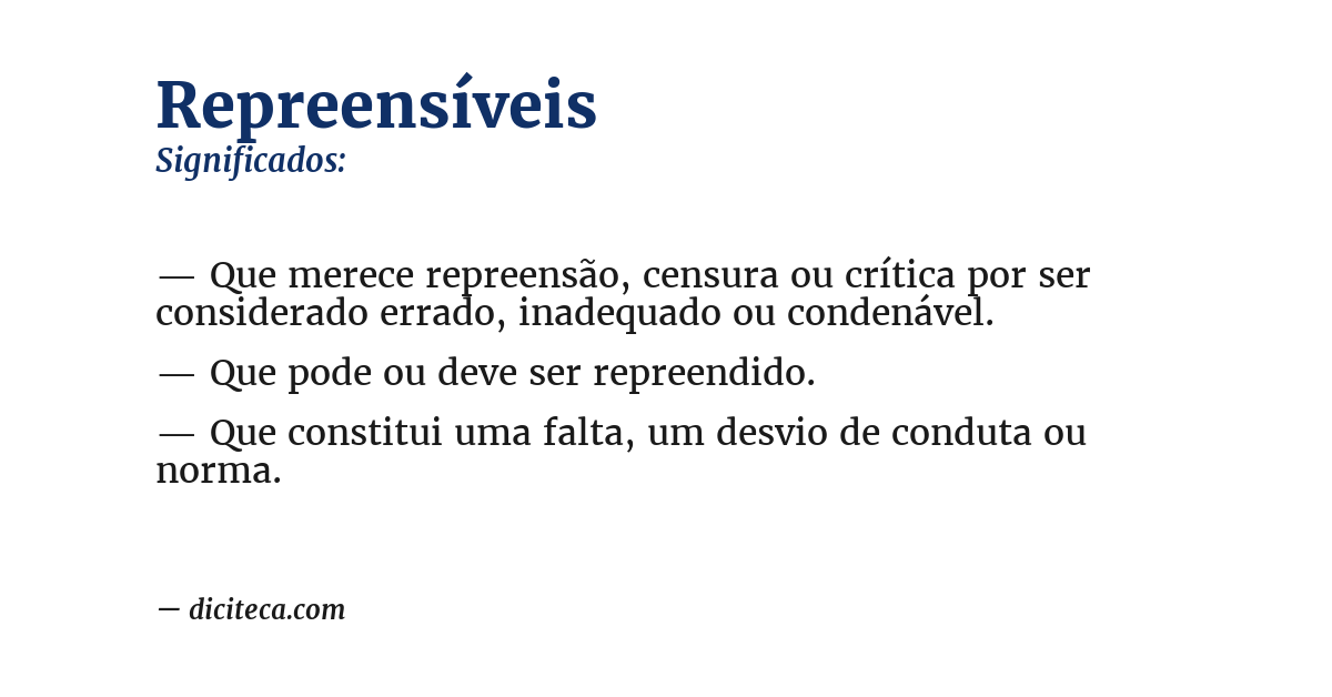 Significado de repreensíveis