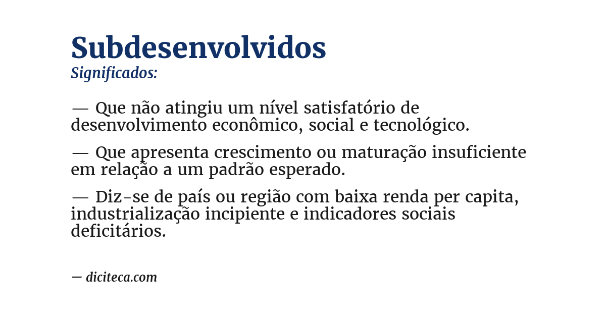 Significado de subdesenvolvidos