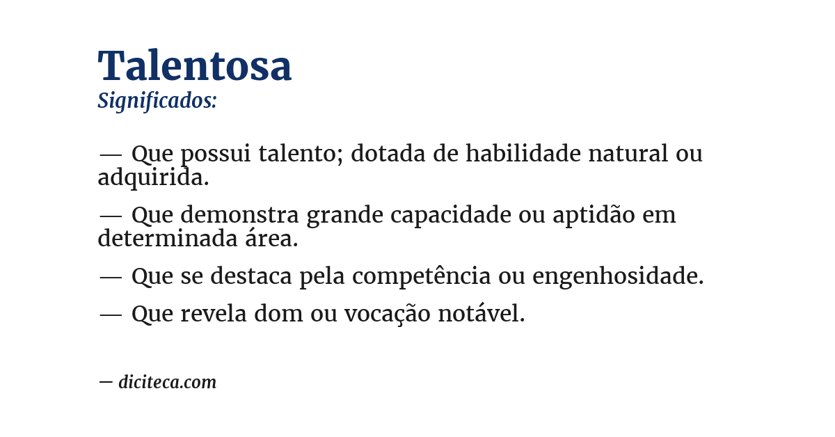 Significado de talentosa