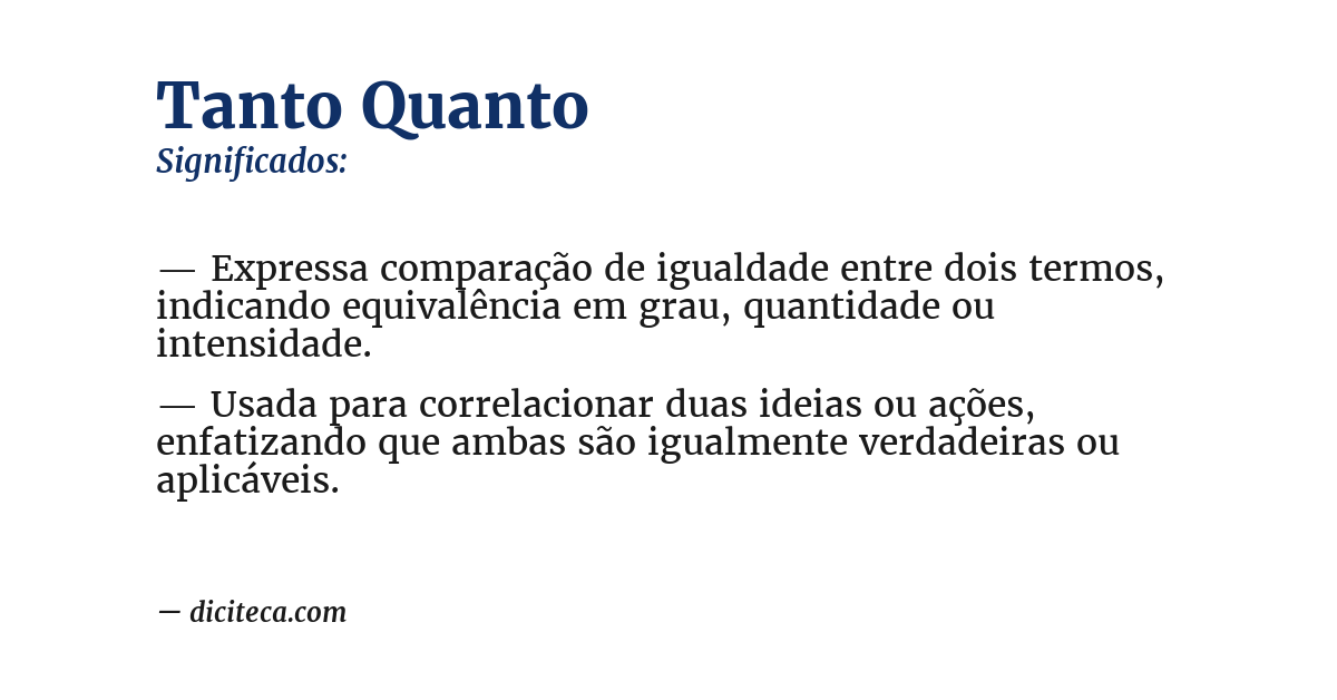 Significado de tanto quanto