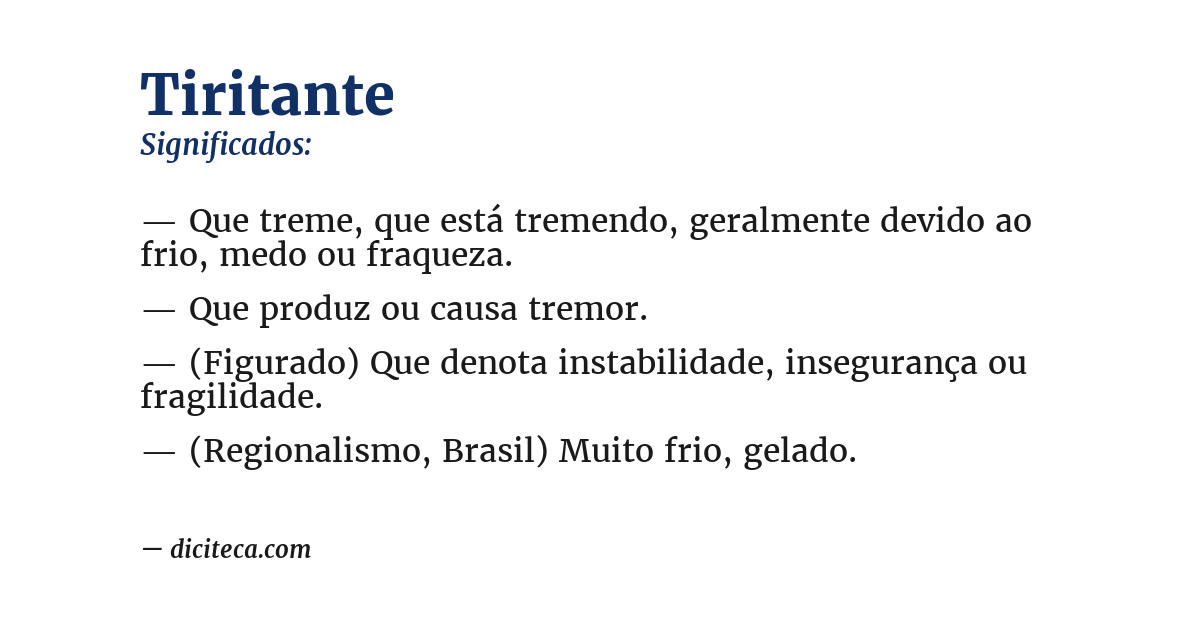 Significado de tiritante