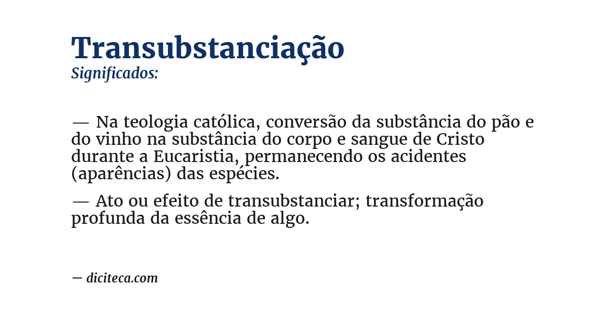 Significado de transubstanciação