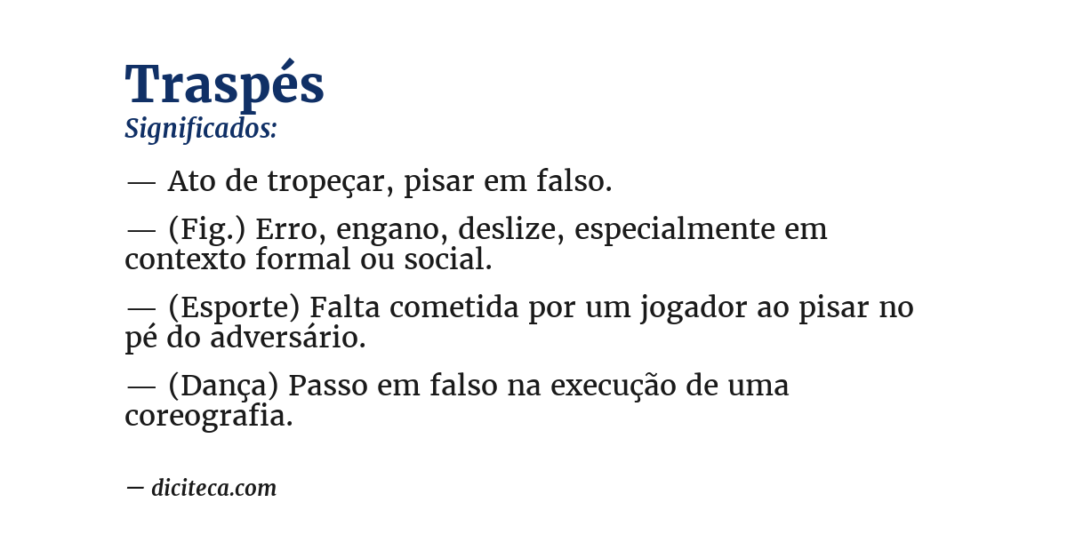 Significado de traspés