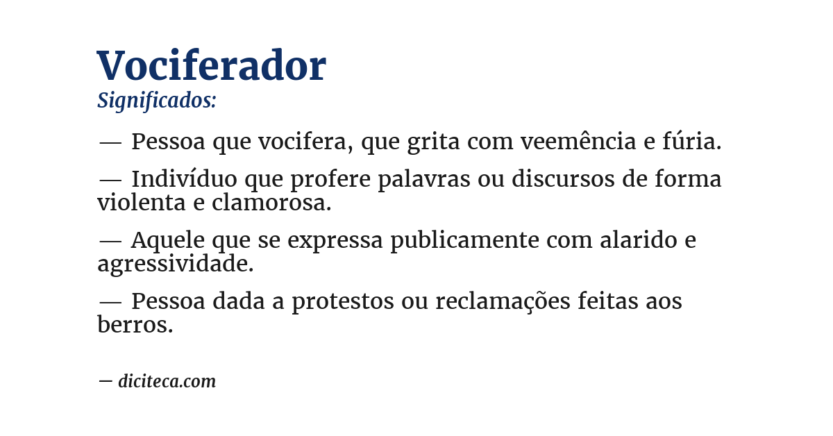 Significado de vociferador