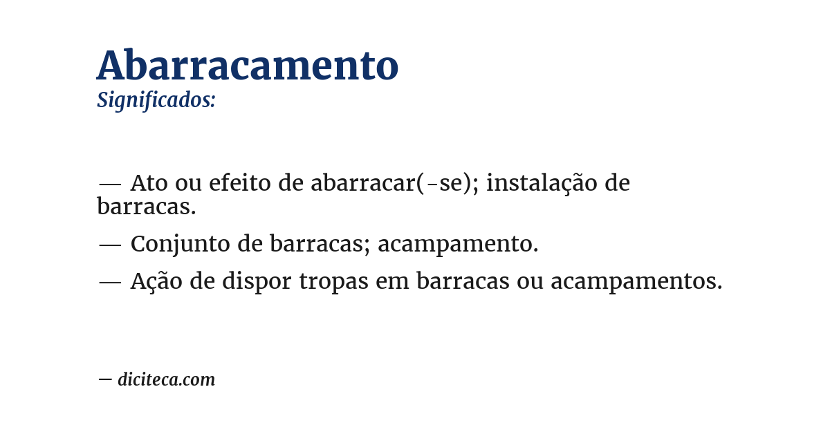 Significado de abarracamento