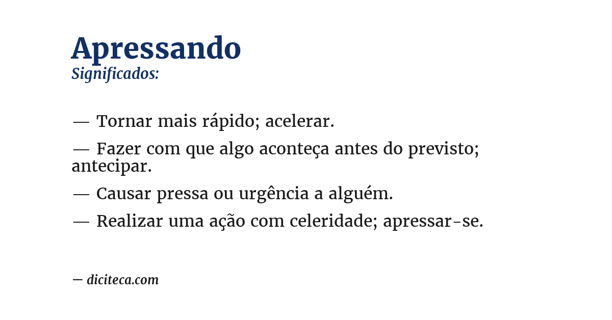 Significado de apressando