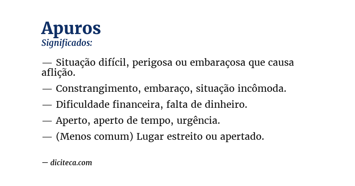 Significado de apuros