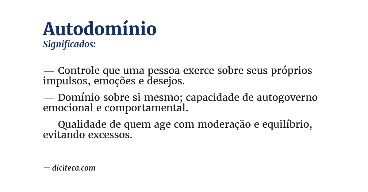 Significado de autodomínio