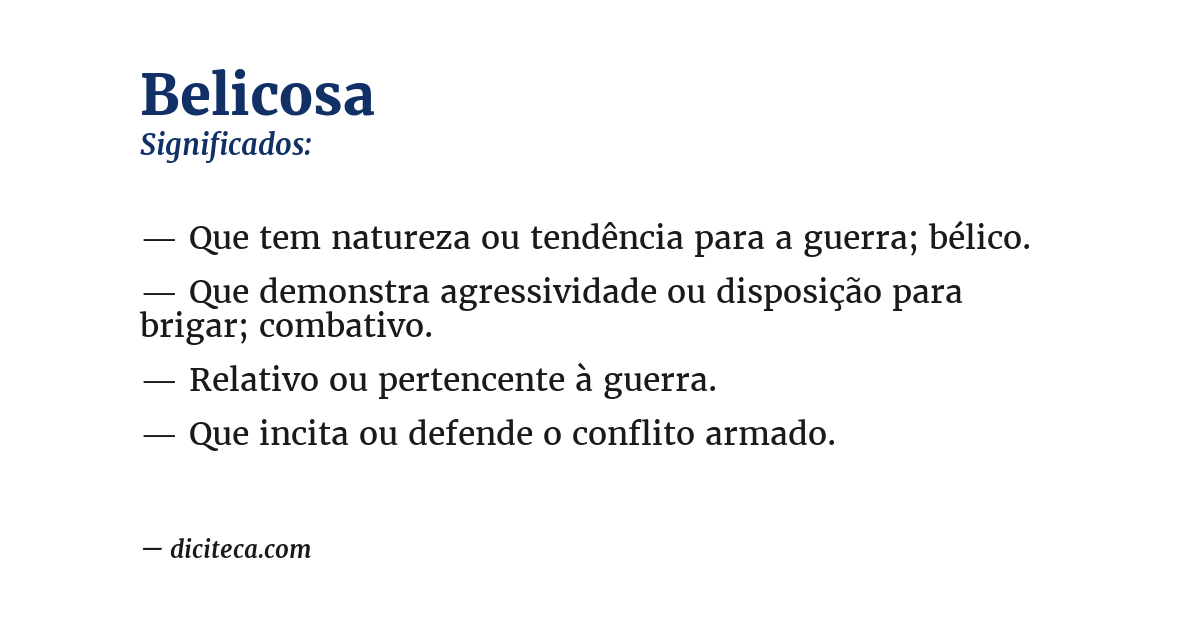 Significado de belicosa