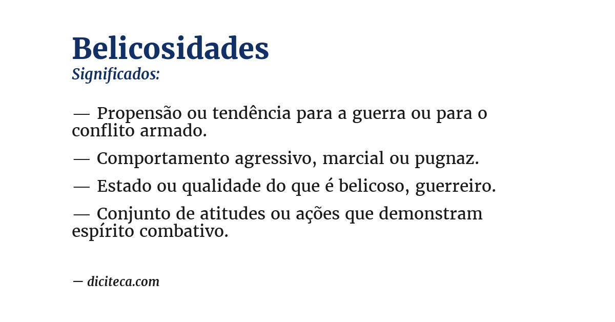 Significado de belicosidades