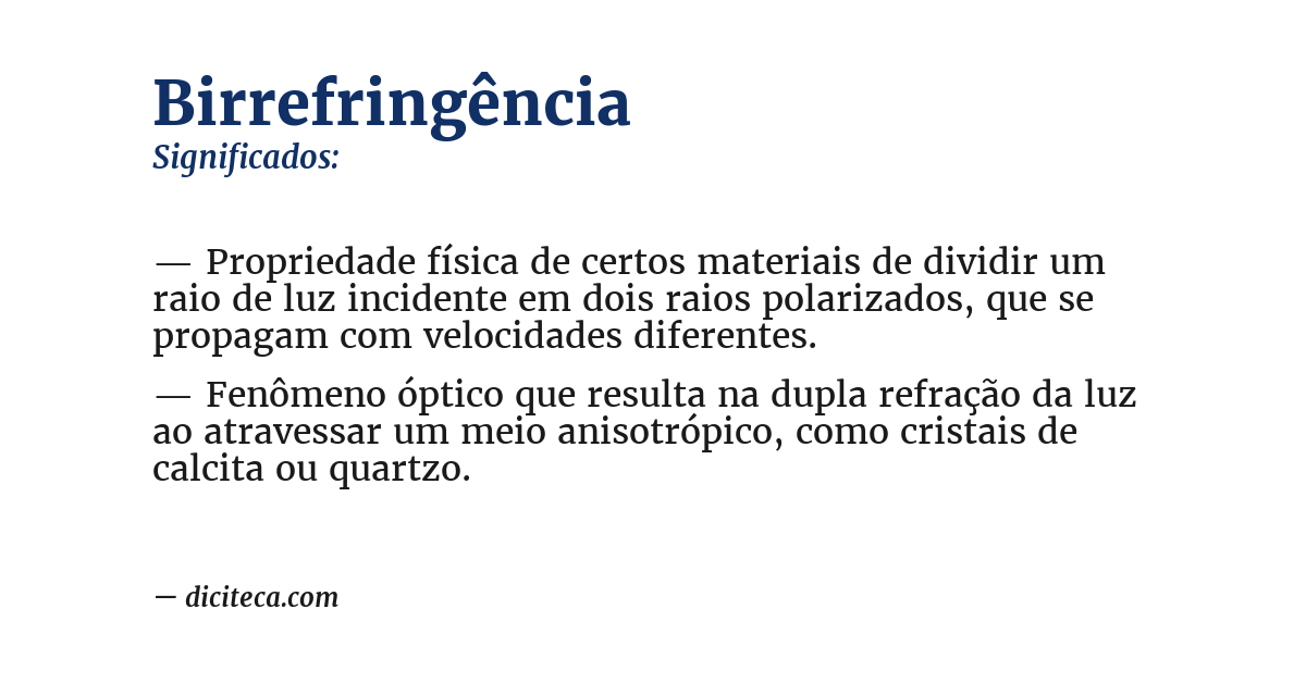 Significado de birrefringência