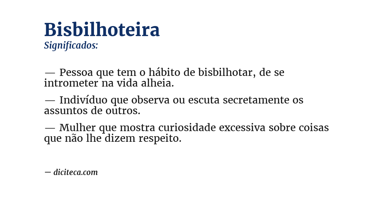 Significado de bisbilhoteira