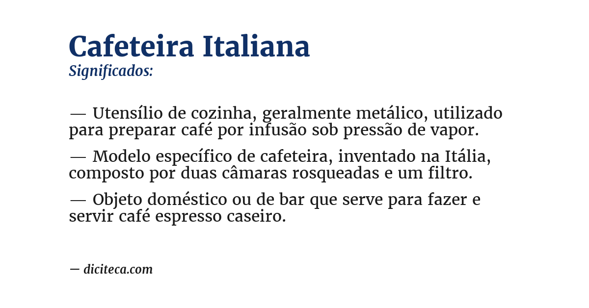 Significado de cafeteira italiana