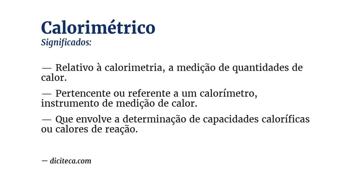 Significado de calorimétrico