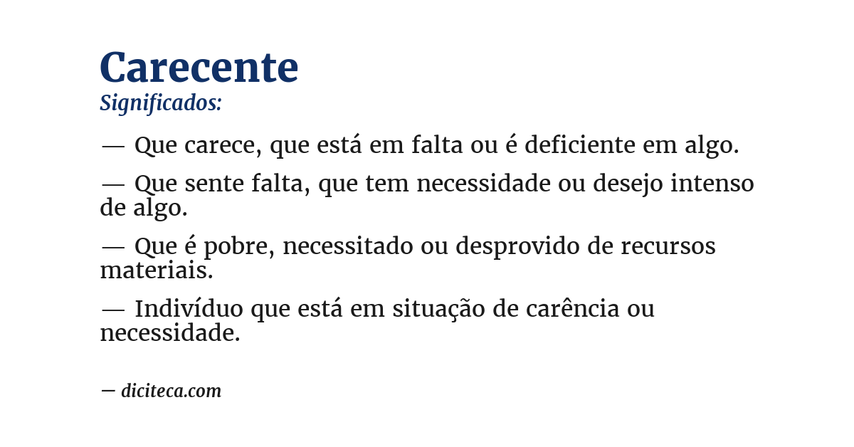 Significado de carecente