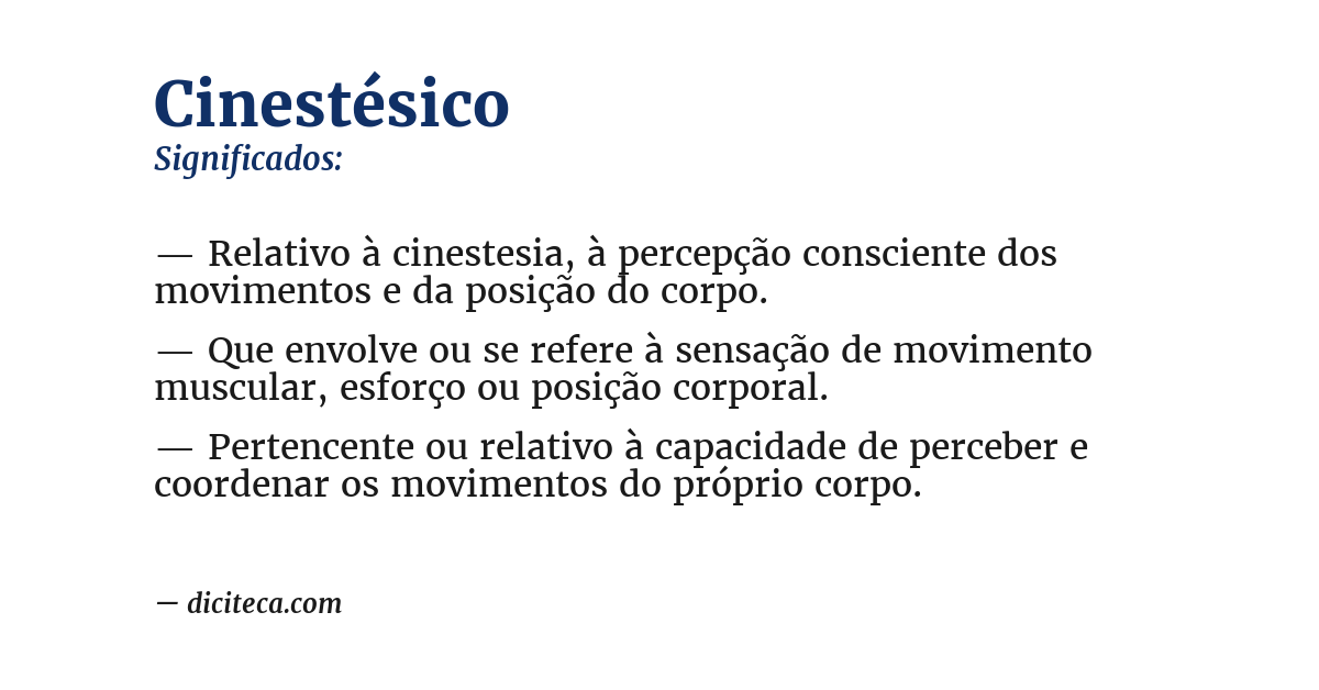 Significado de cinestésico