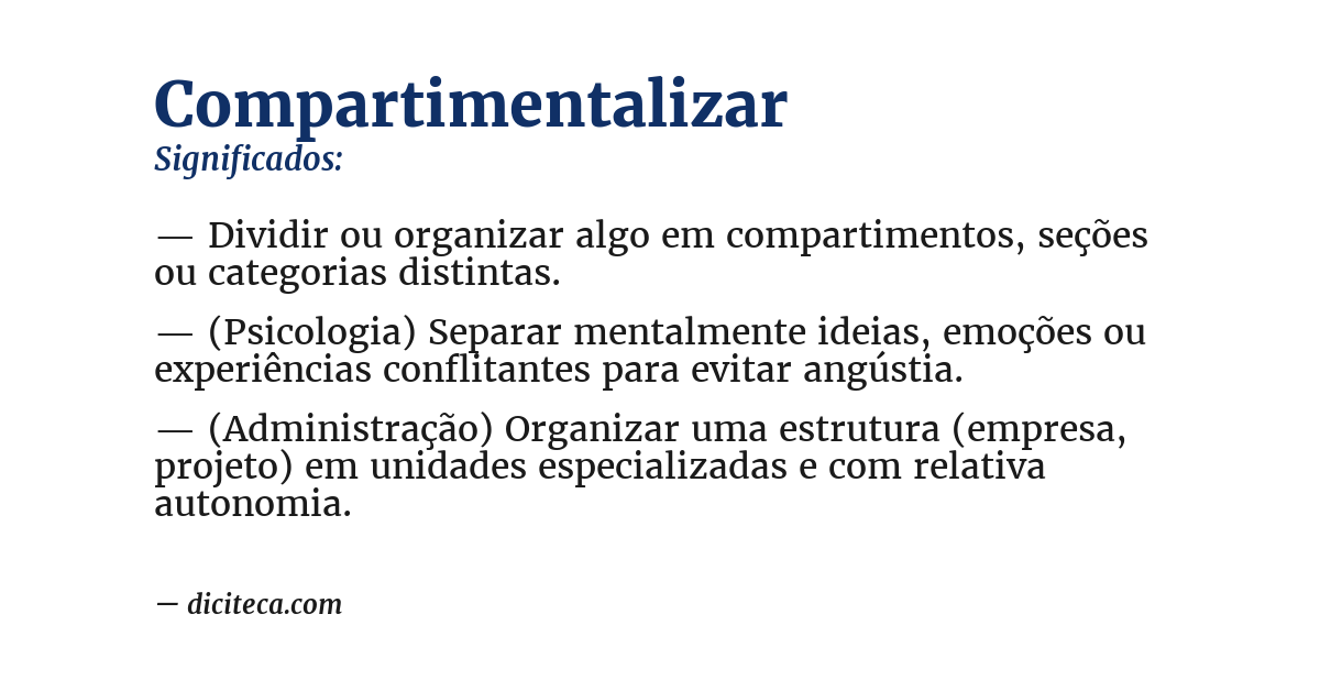 Significado de compartimentalizar