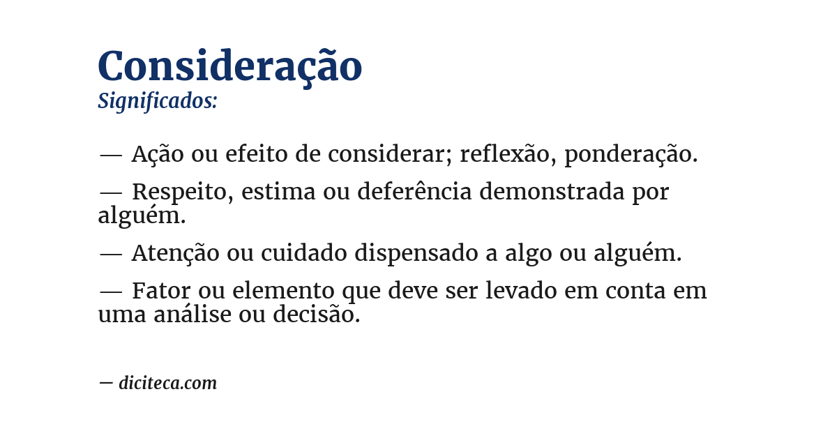 Significado de consideração