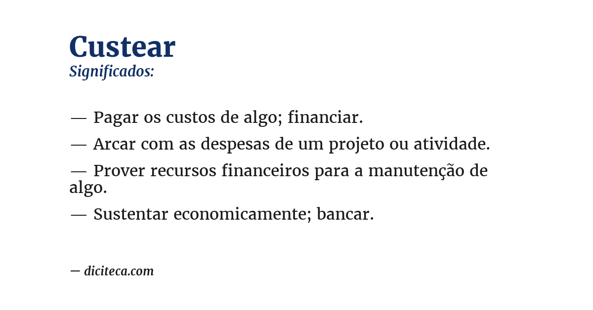 Significado de custear