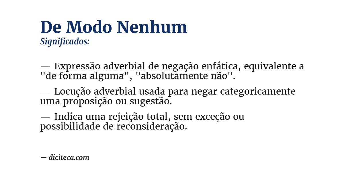 Significado de de modo nenhum