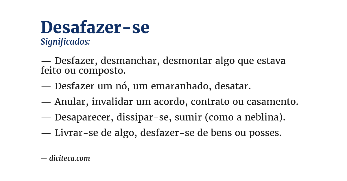 Significado de desafazer-se