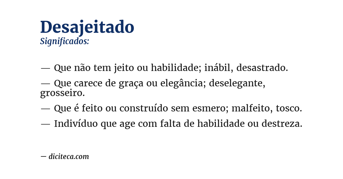 Significado de desajeitado