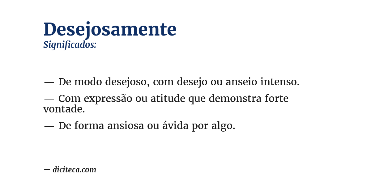 Significado de desejosamente