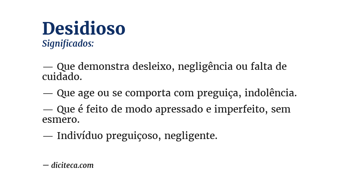 Significado de desidioso