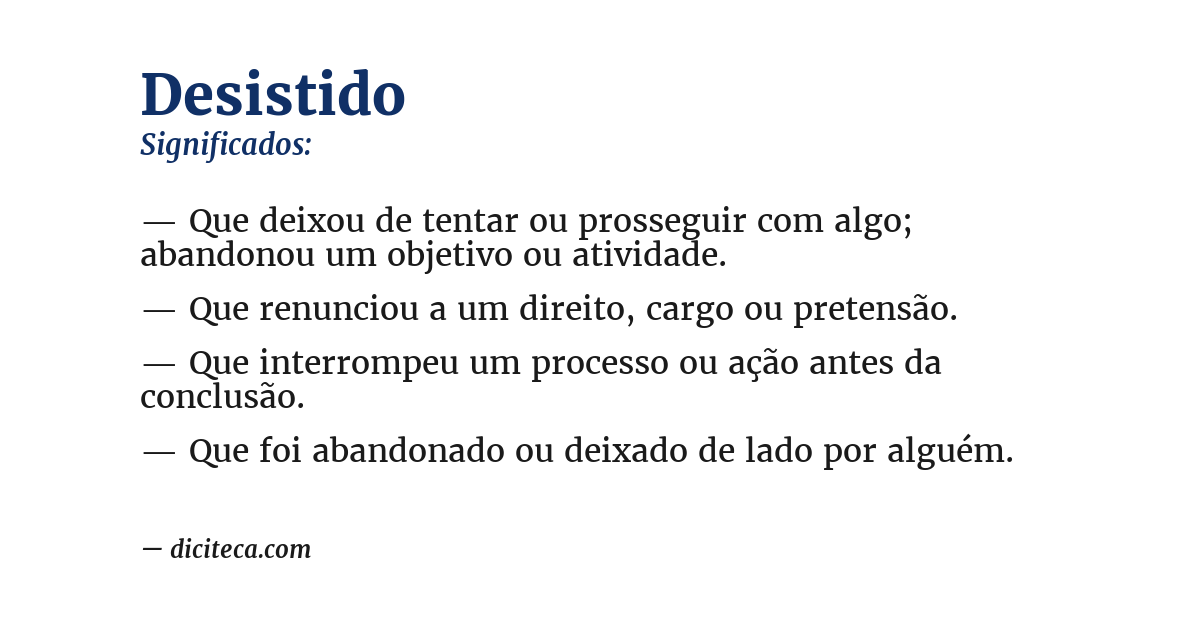 Significado de desistido