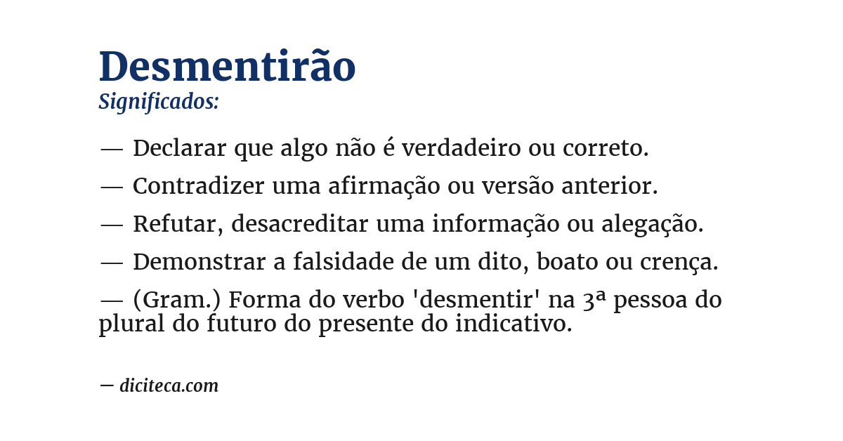 Significado de desmentirão