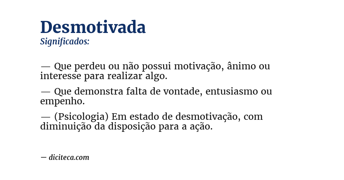 Significado de desmotivada