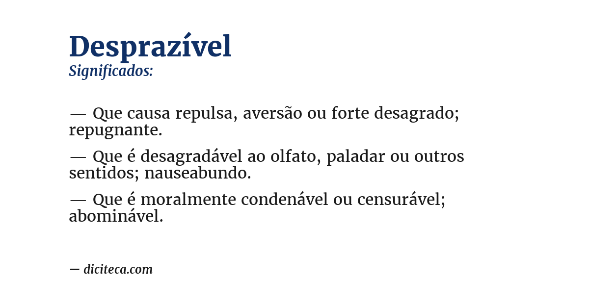 Significado de desprazível