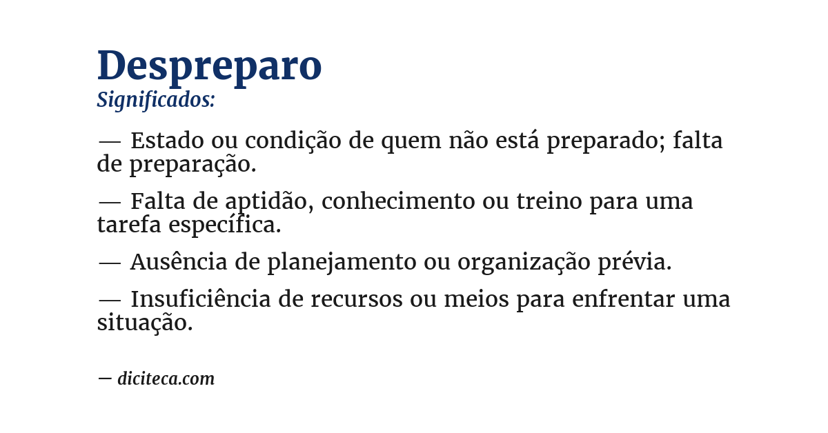 Significado de despreparo