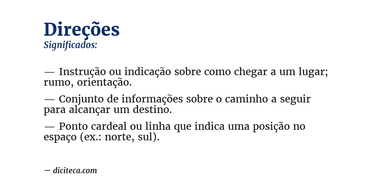 Significado de direções