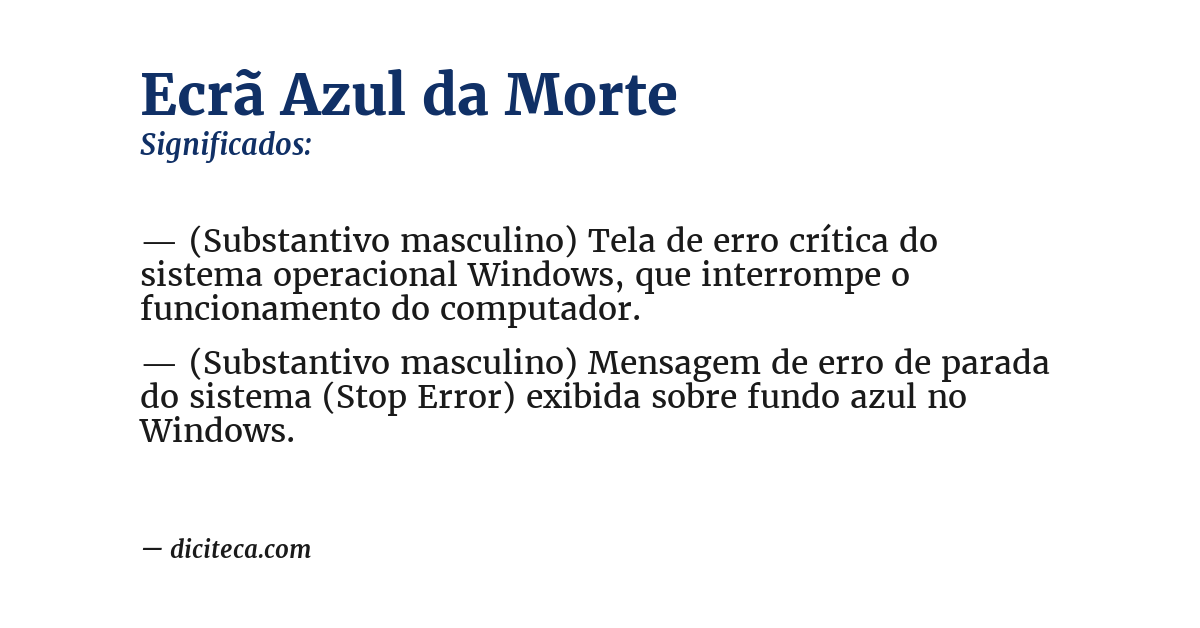 Significado de ecrã azul da morte