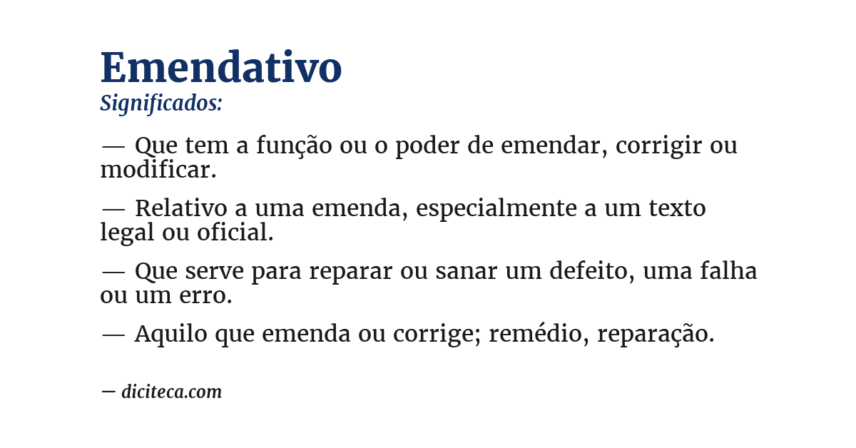 Significado de emendativo