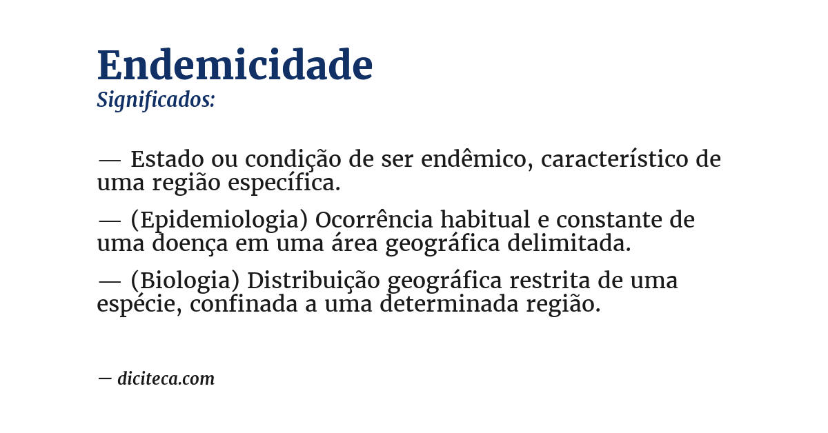 Significado de endemicidade