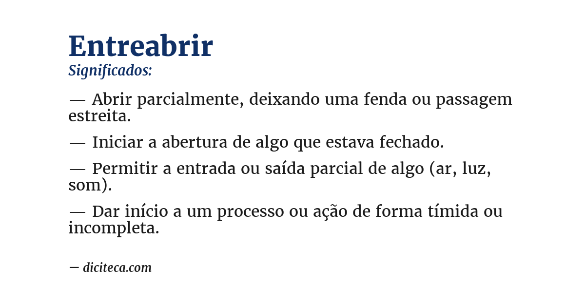 Significado de entreabrir