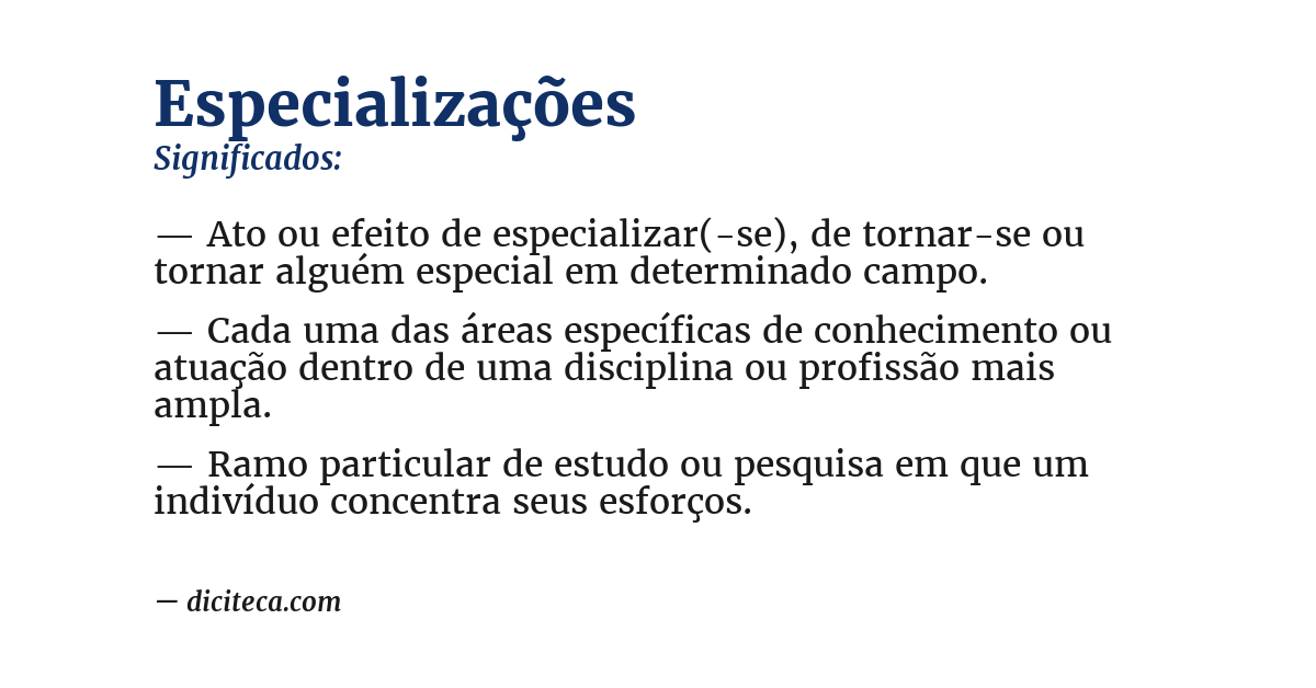 Significado de especializações