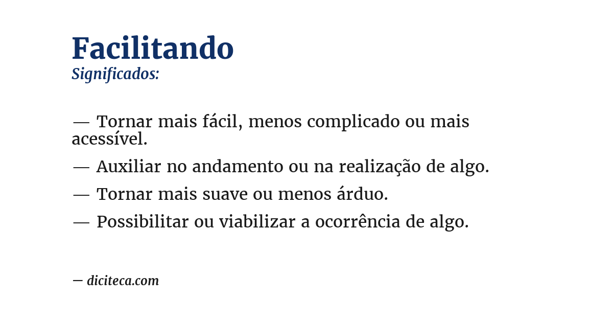 Significado de facilitando