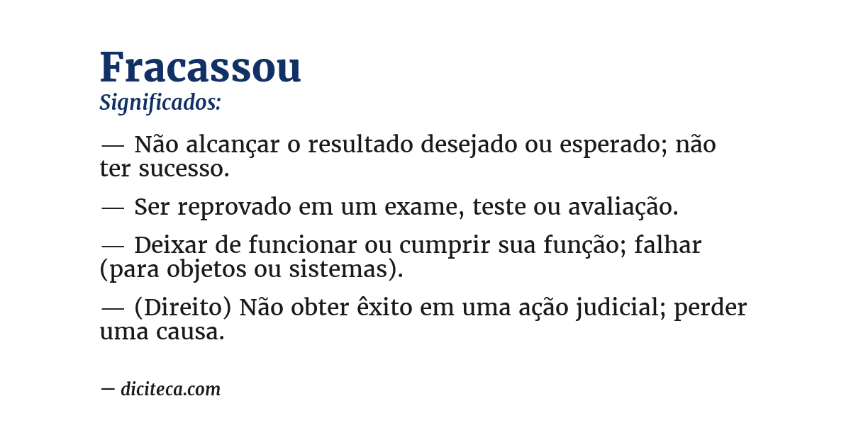 Significado de fracassou
