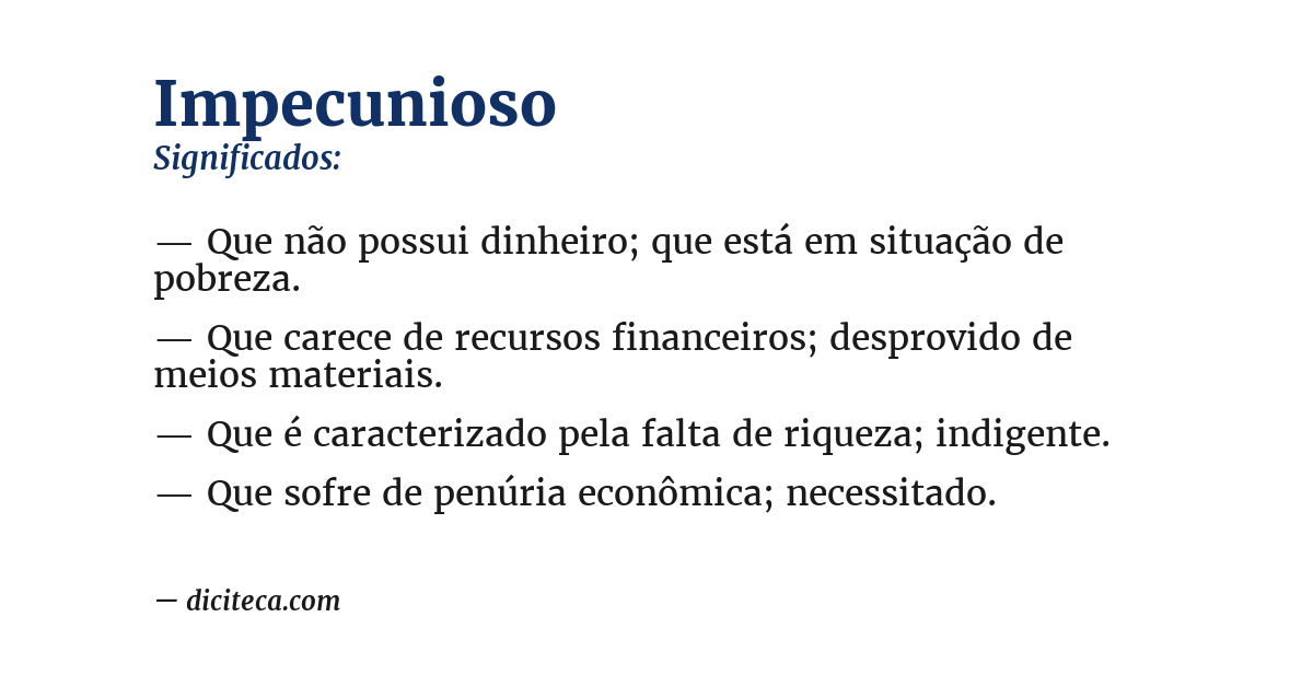 Significado de impecunioso