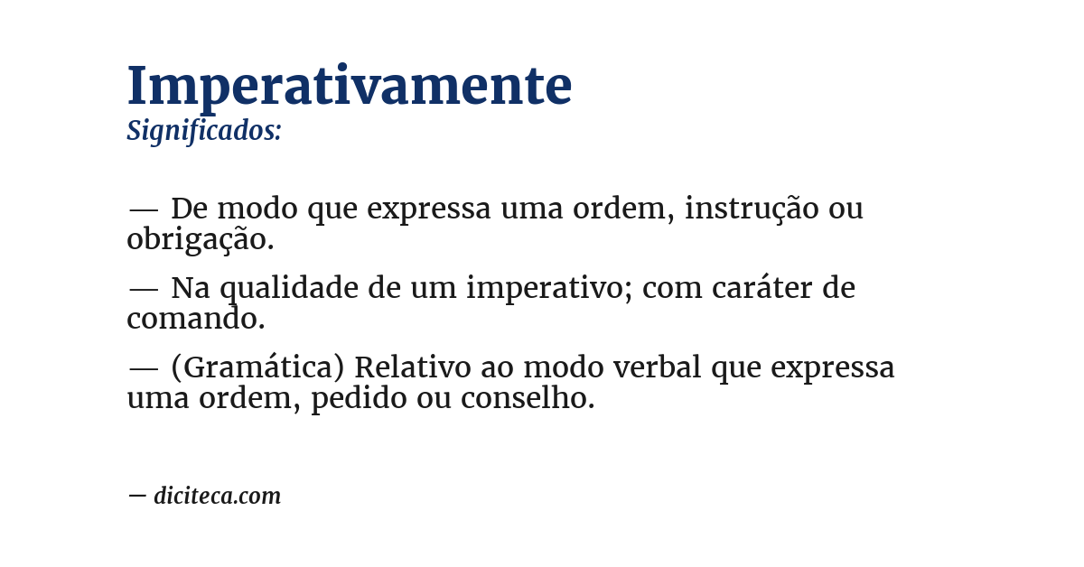 Significado de imperativamente