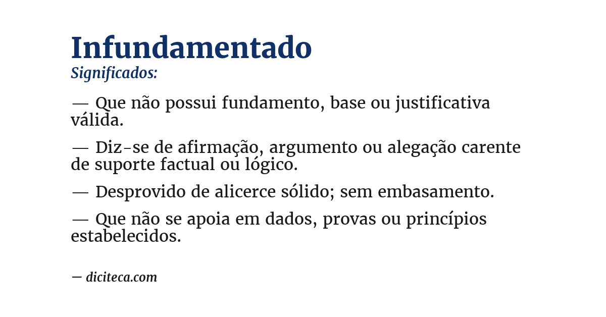 Significado de infundamentado