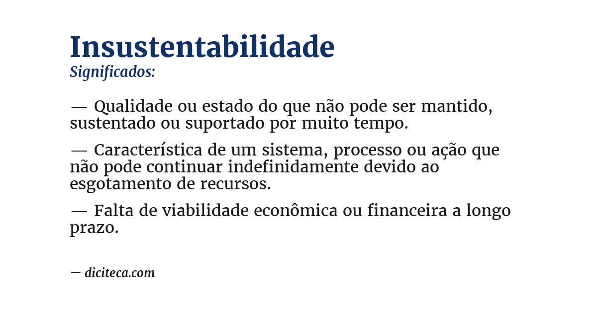 Significado de insustentabilidade